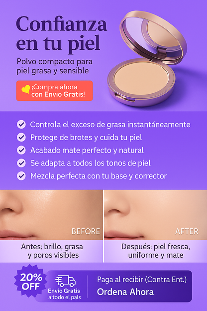 ✨ 🌸Candy Bella – Polvo compacto matificante 🌸✨
