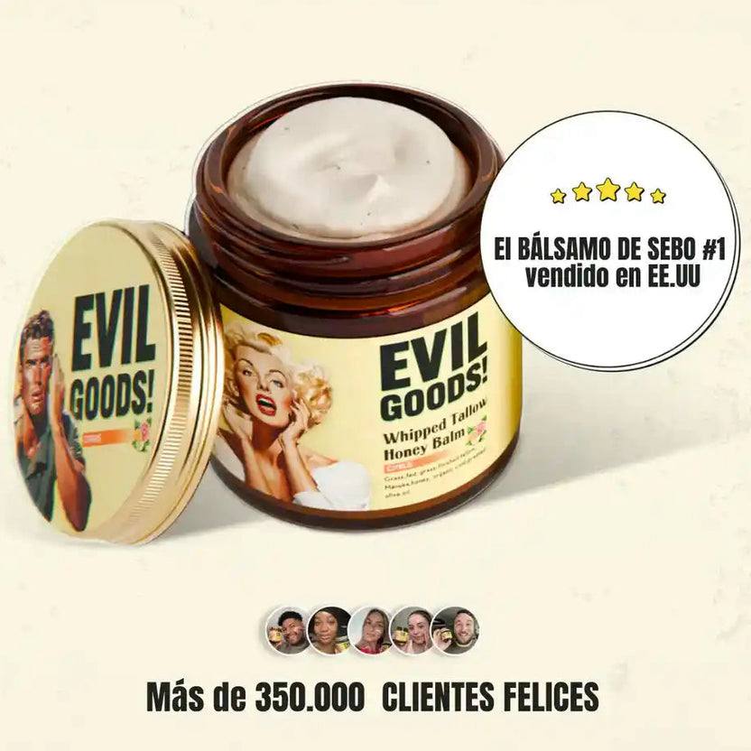 EVIL GOODS 🍯(ENVASE DE VIDRIO · TAPA DE CRISTAL) rejuvenece e hidrata "ORIGINAL CON SEBO DE RES 100 %