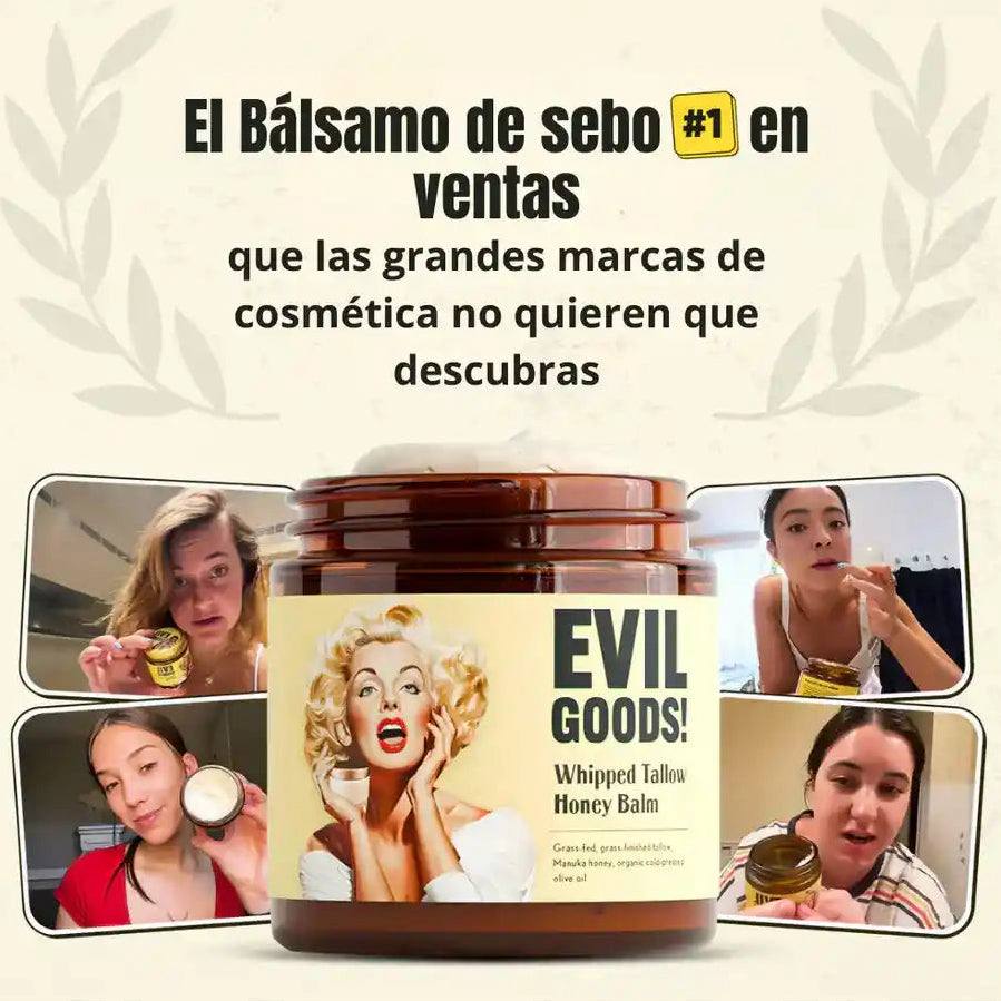 EVIL GOODS 🍯(ENVASE DE VIDRIO · TAPA DE CRISTAL) rejuvenece e hidrata "ORIGINAL CON SEBO DE RES 100 %