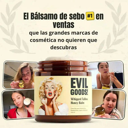 EVIL GOODS 🍯(ENVASE DE VIDRIO · TAPA DE CRISTAL) rejuvenece e hidrata "ORIGINAL CON SEBO DE RES 100 %